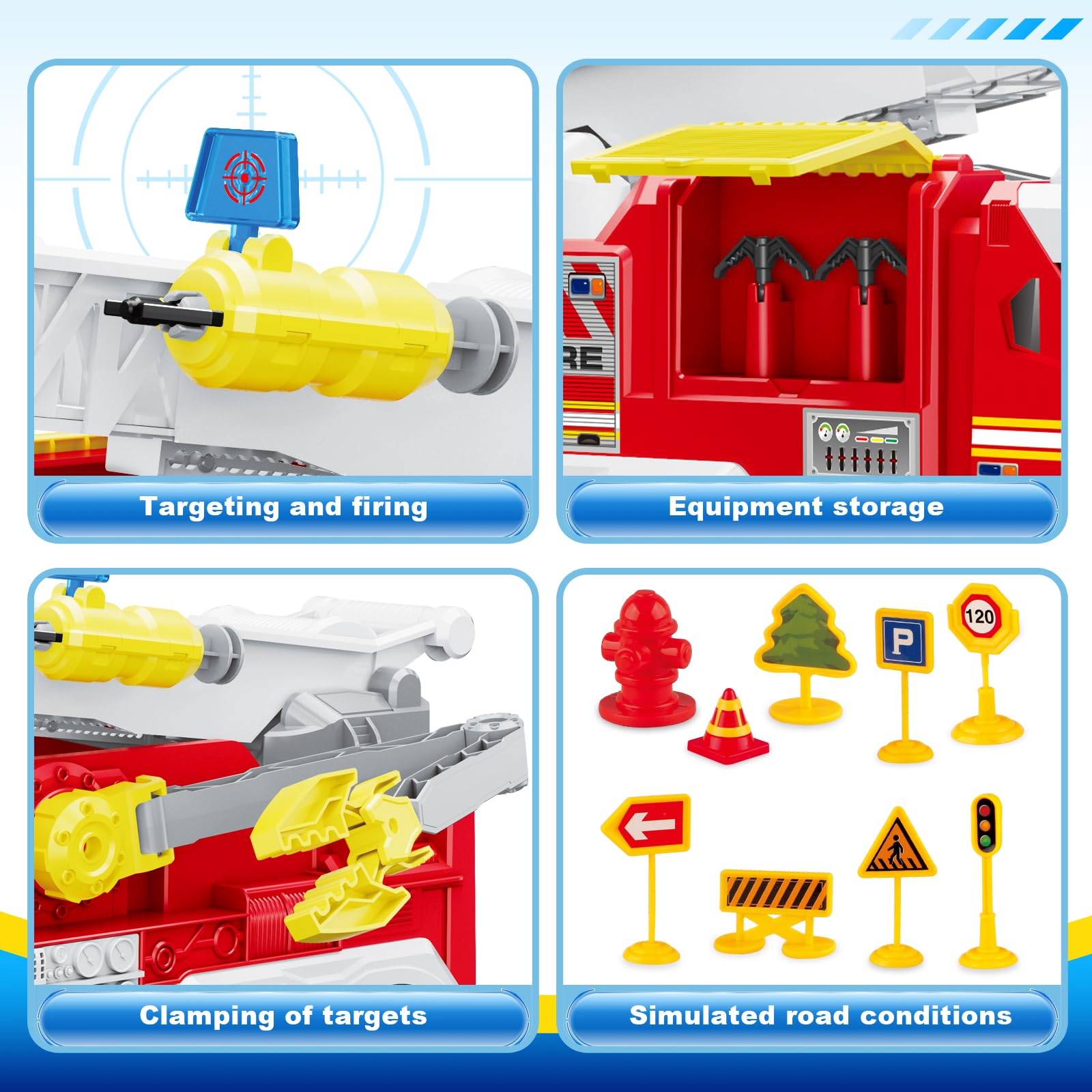 Fire Truck Toy for 3 4 5 6 Year Old Boy Gift, Toddler Toys For 3 4 5 Years Old Boy Christmas Birthday Gift, Indoor Firetruck Toy For Kids 3-6 Year Old Role Playing With Ladder, Sounds And Lights