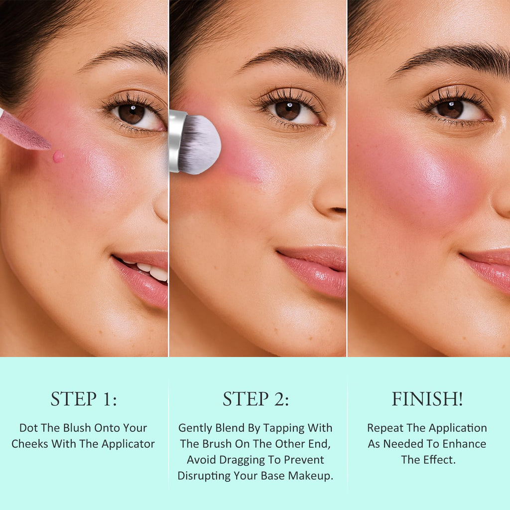 UCANBE Dual-Ended Liquid Blush with Angle Applicator & Built-In Brush, Seamless Buildable Blendable Lightweight Cheek Tint Makeup, Long Lasting Creates Dewy Natural Flush Finish - Serenade Pink