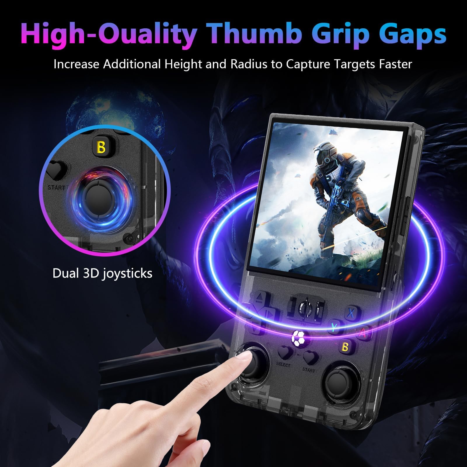 R36MAX Retro Handheld Game Console, 4.0 Inch 720x720 IPS Screen, 64GB Built-in 18,000+ Classic Game, Portable Hand Held Open Source Linux System, 4000mAh Battery Retro Gaming Console(Black 64GB)
