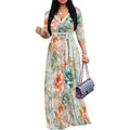 PinkPatty Women's Plus Size Maxi Dress 3/4 Sleeves Casual Flowy Long Dress for Vacation with Pockets