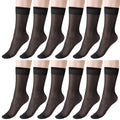 Qulkws 6 Pairs Black Women's Ankle Sheer Nylon Socks, Summer Ultra Thin Cool See Through Silk Socks for Women, Summer Thin Soft Tight Hosiery Reinforced Toe Stylish Socks