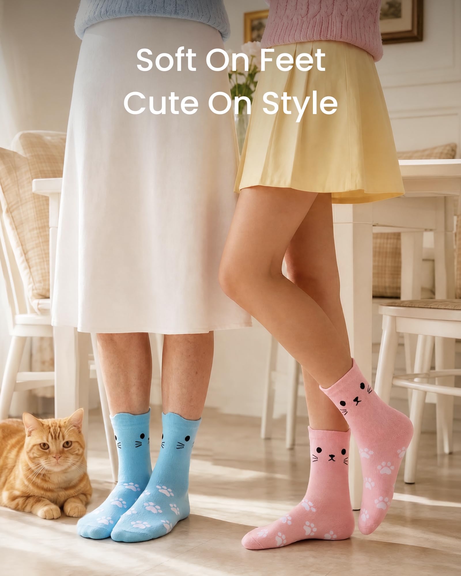 Jeasona Women's Cute Socks Cat Gifts for Women Wife Girlfriend Mom Daughter