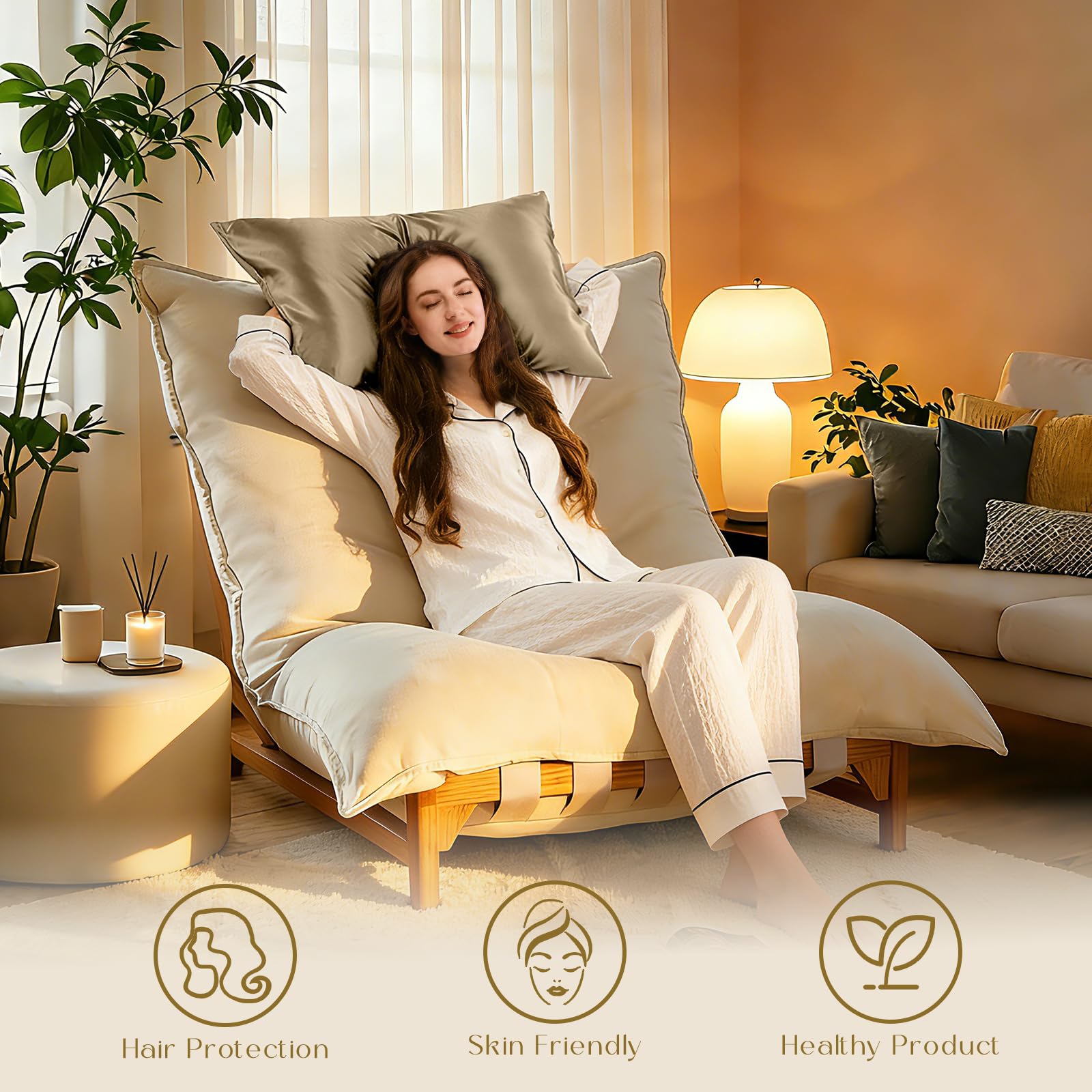 ZIMASILK 100% Pure Mulberry Silk Pillow Cases for Hair and Skin, Soft, Hypoallergenic & Smooth, Both Sides Grade 6A Silk, with Hidden Zipper, Gift for Women Men, 1pc (Queen 20''x30'', Taupe)
