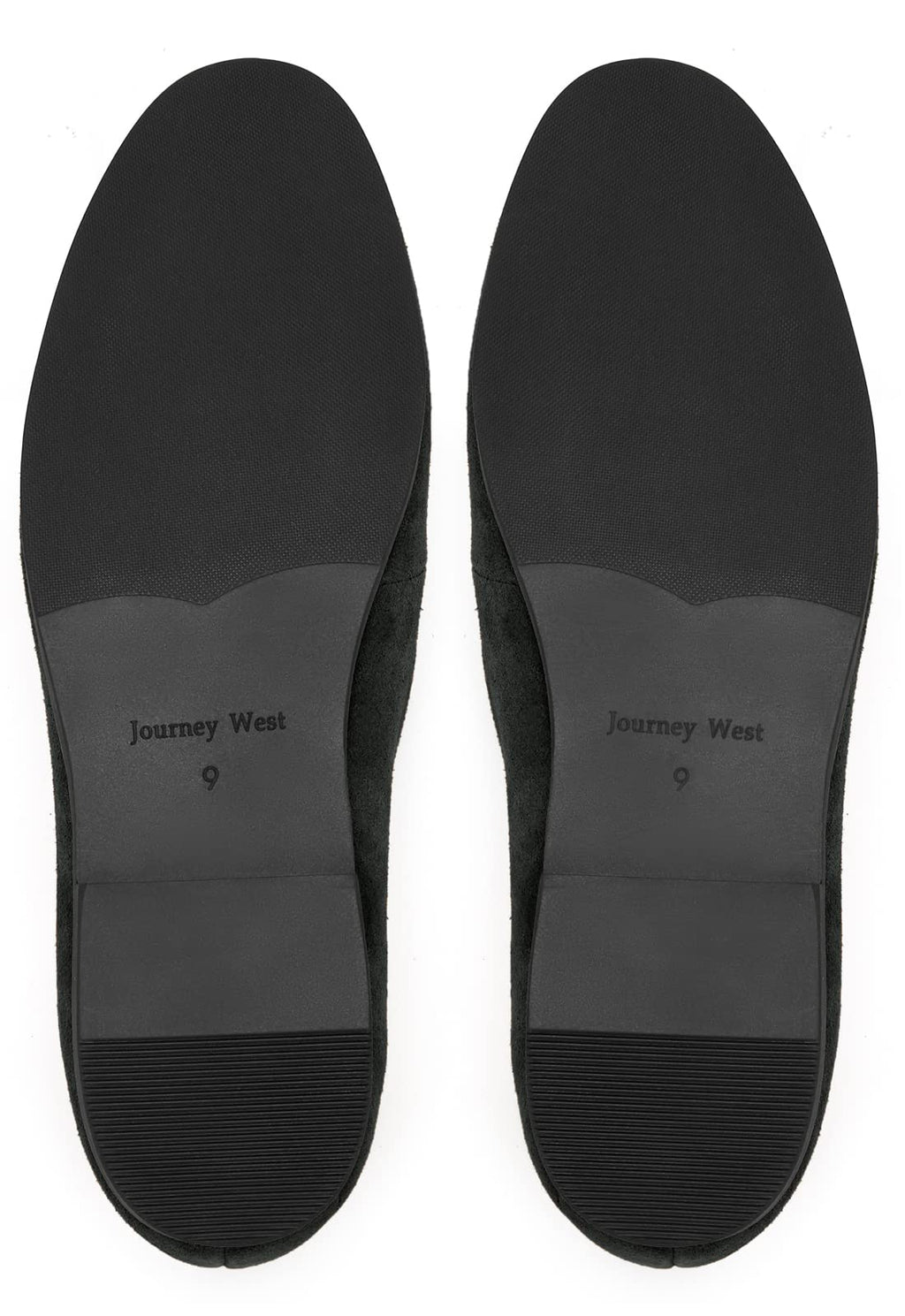 Journey West Men's Tassel Slip-on Loafer Belgian Suede Loafers Casual Leather Shoes for Men Black US 9