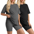 Huukeay 2 Pack Women Maternity Set Pregnancy Outfits, 2-Color, Small
