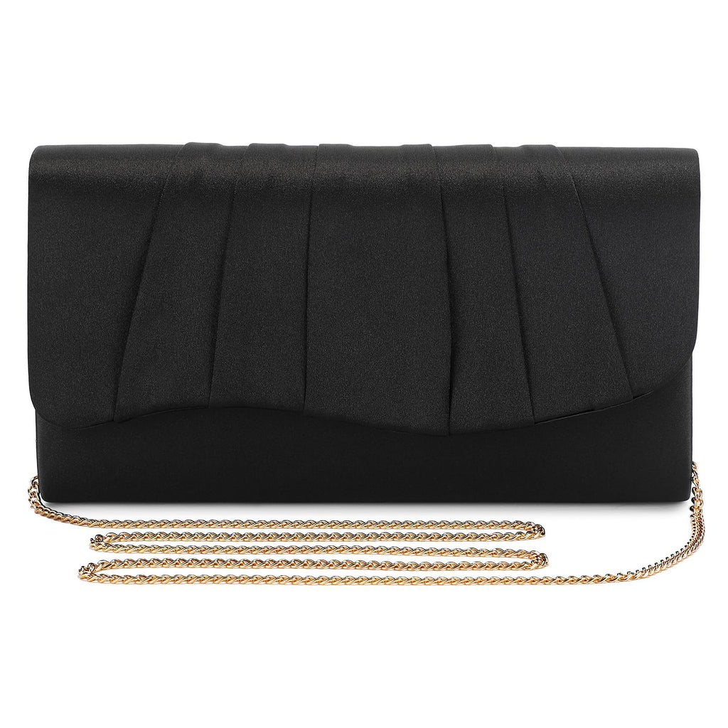 UBAYMAX Clutch Purses for Women Formal, Pleated Satin Evening Bag Evening Purse Handbags Evening Clutch for Prom Party Wedding (Black)