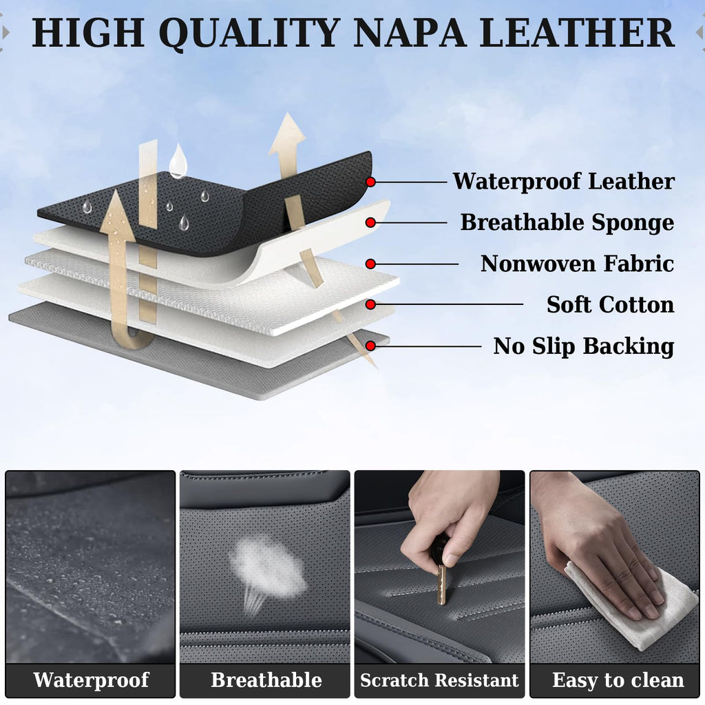 Coverado Car Seat Covers, Front Covers for Cars, Car Seat Cover Front Seats, Car Seat Protector Waterproof, Leather Car Seat Cushion, Universal Interior Covers Seat Protectors for Most Cars Black
