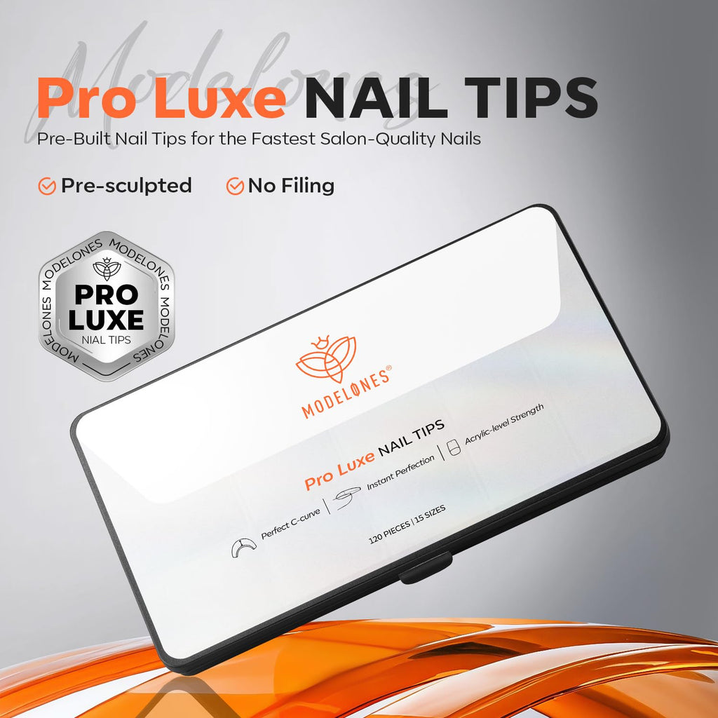 modelones Pro Luxe Instant Nail Apex Tips 15 Sizes, Medium Almond Extension Gel Tips Pre-building & Pre-etched Thicker Strength Acrylic Fake Nails Full Cover 120 Pcs