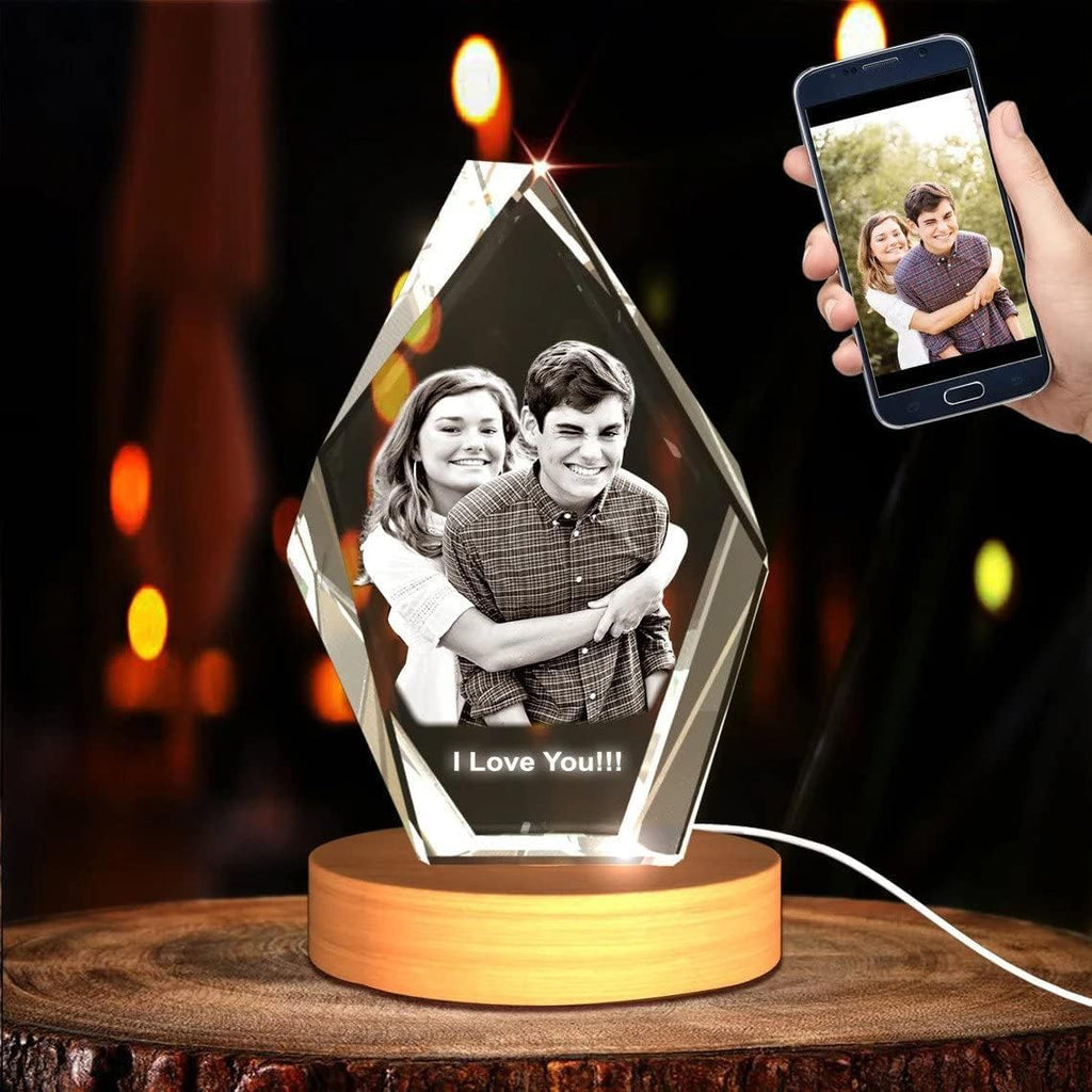 A&B Crystal Collection Iceberg Personalized 3D Engraved Photo (Wedding, Memorial, Mother's Day, Valentine's, Christmas, Personalized) (Iceberg)