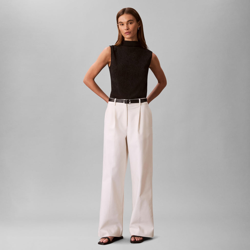 Calvin Klein Women's Textured Knit Mock Neck Top Black