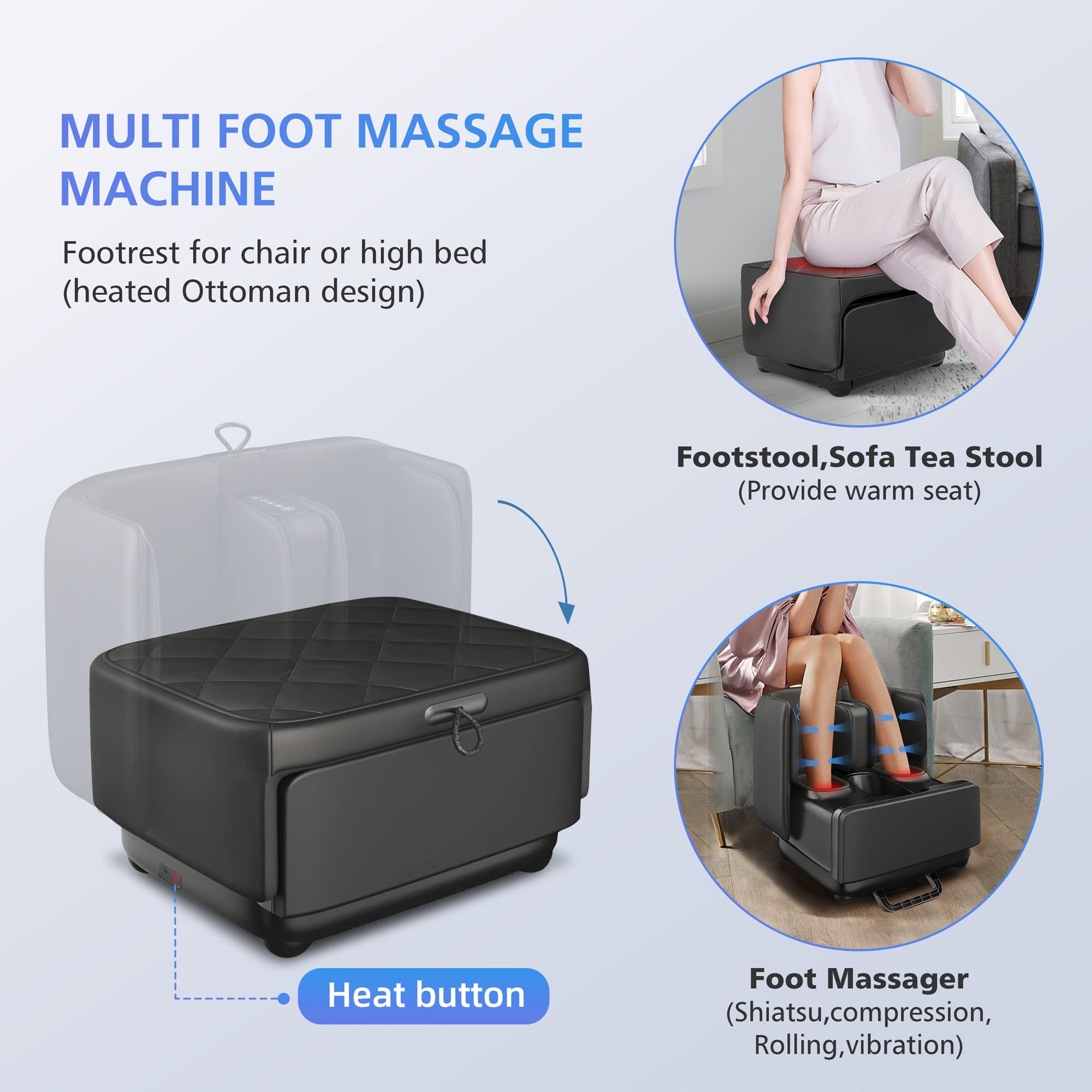 COMFIER 2 in 1 FSA Foot Massager Machine, HSA Shiatsu Foot and Calf Massager with Heat,Kneading,Vibration,Compression Massagers for Feet Health,Ankle & Leg Tired,Plantar Fasciitis,Gift for Men Women