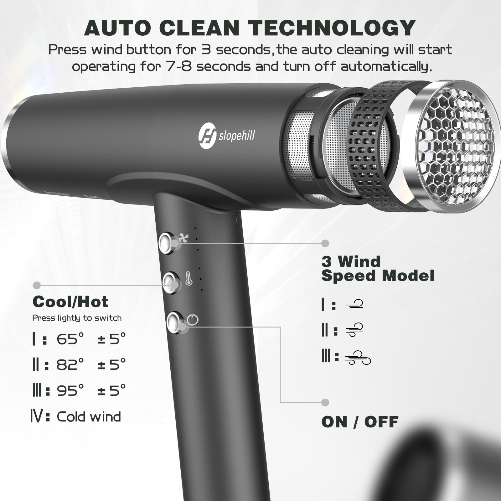 slopehill Professional Ionic Hair Dryer with Diffuser 2000W