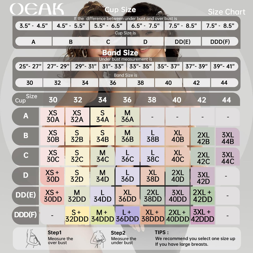 OEAK Womens Deep V Bras Wireless Comfortable Bra Supportive No Underwire Bras Tshirt Push Up Bralettes Plunge Seamless Bra Black M