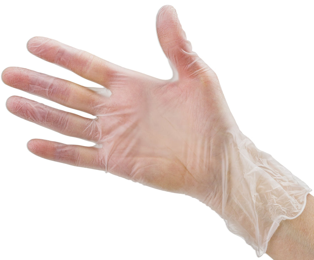 CARE PLUS Latex-Free Vinyl Gloves Clear Medium Size 100 Count | Heavy Duty, Non-Sterile, Powder-Free, Rubber | Food Prep, Kitchen & Cleaning Gloves, Ideal for Professional Use