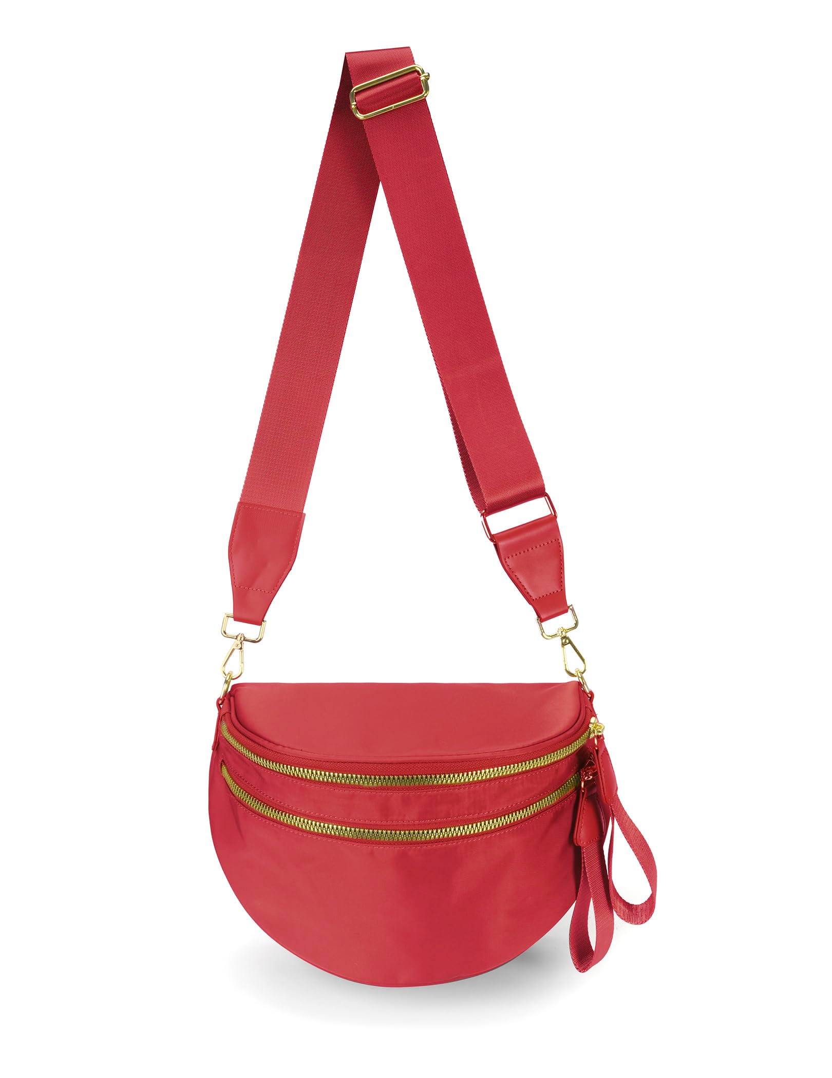 Spacious Nylon Crossbody Bag Bum Bag Handbags Wallets Purses Trendy Shoulder Bag for Women (red)