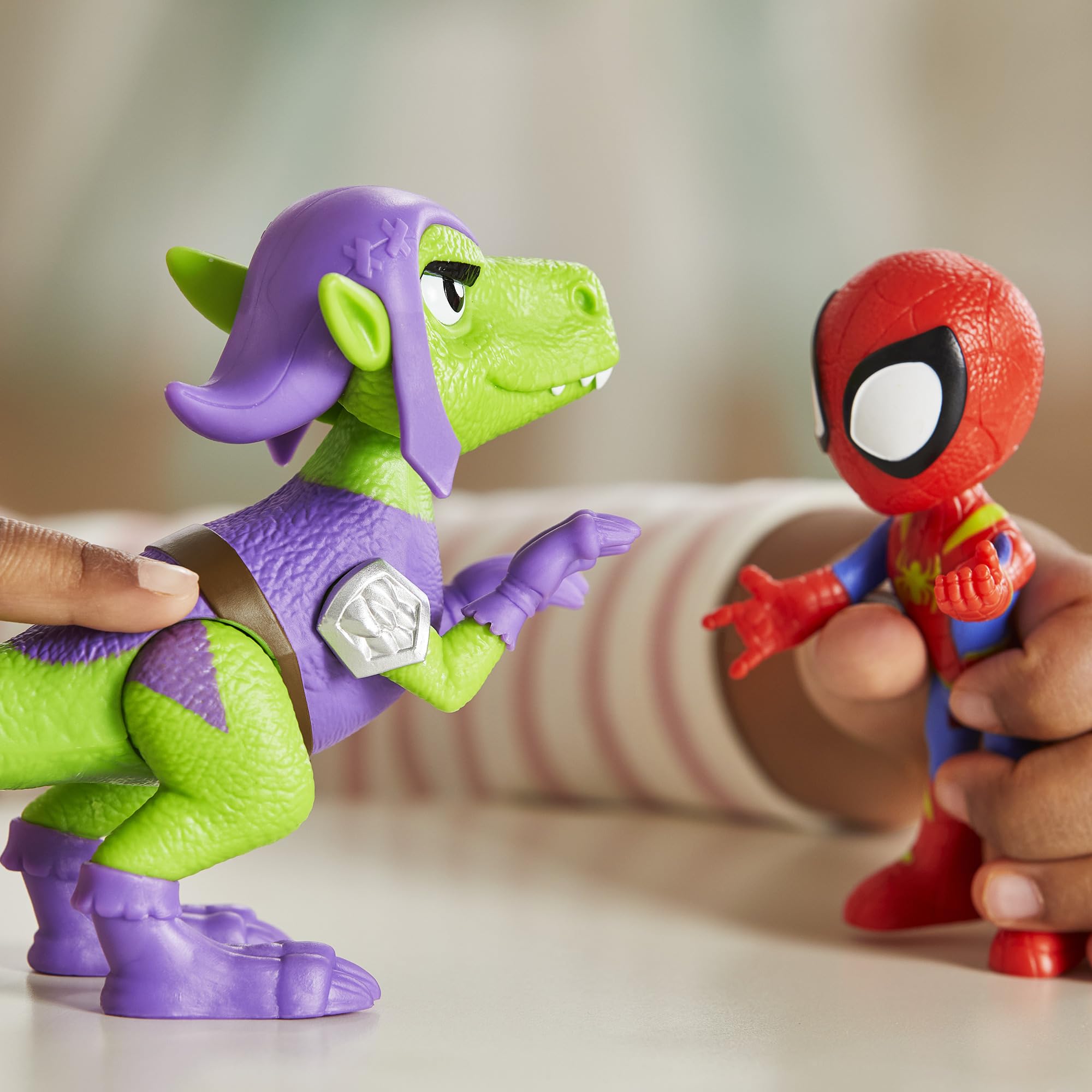 Marvel Spidey and His Amazing Friends Dino-Webs, Spidey and Goblin Raptor Action Figures Set, Super Hero Toys for Boys and Girls Ages 3 and Up