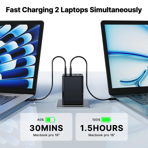 200W USB C Charger Block, Foldable 4-Port GaN5 Super Fast Charger USB C, Dual 65W Type C Charging Block, Laptop Fast Charging Adapter for MacBook Pro/Air, iPad, iPhone, Samsung Galaxy Black