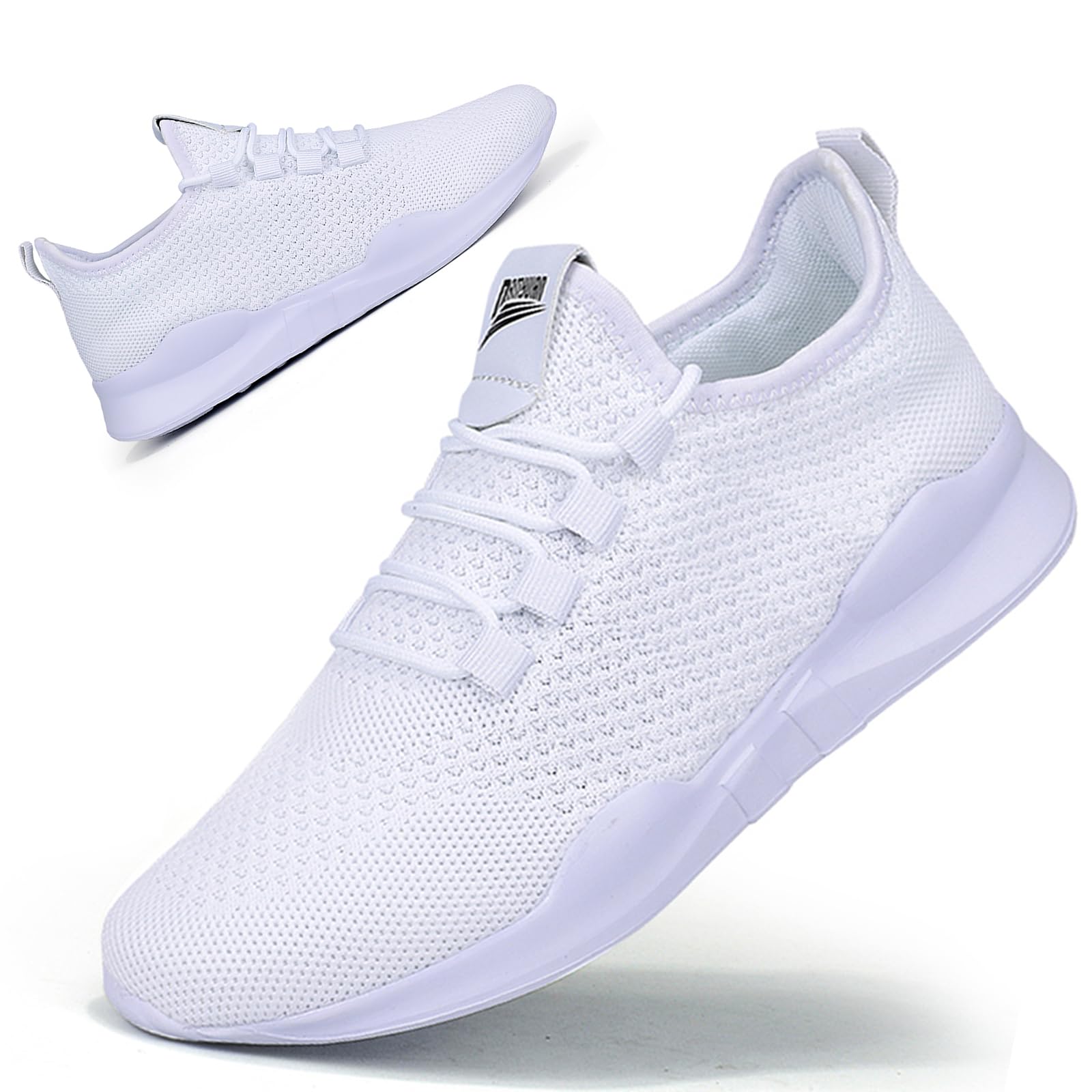 QIJGS Running Shoes for Men Tennis Athletic Gym Fashion WorkoutSneakers Mesh Lightweight Sports Casual Shoes-White-9.5