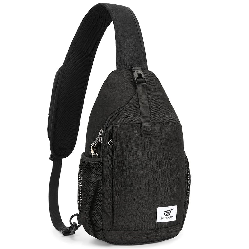 SKYSPER Sling Bag RFID Cross Body Bag Recycled Crossbody Backpack Travel Daypack(Black)