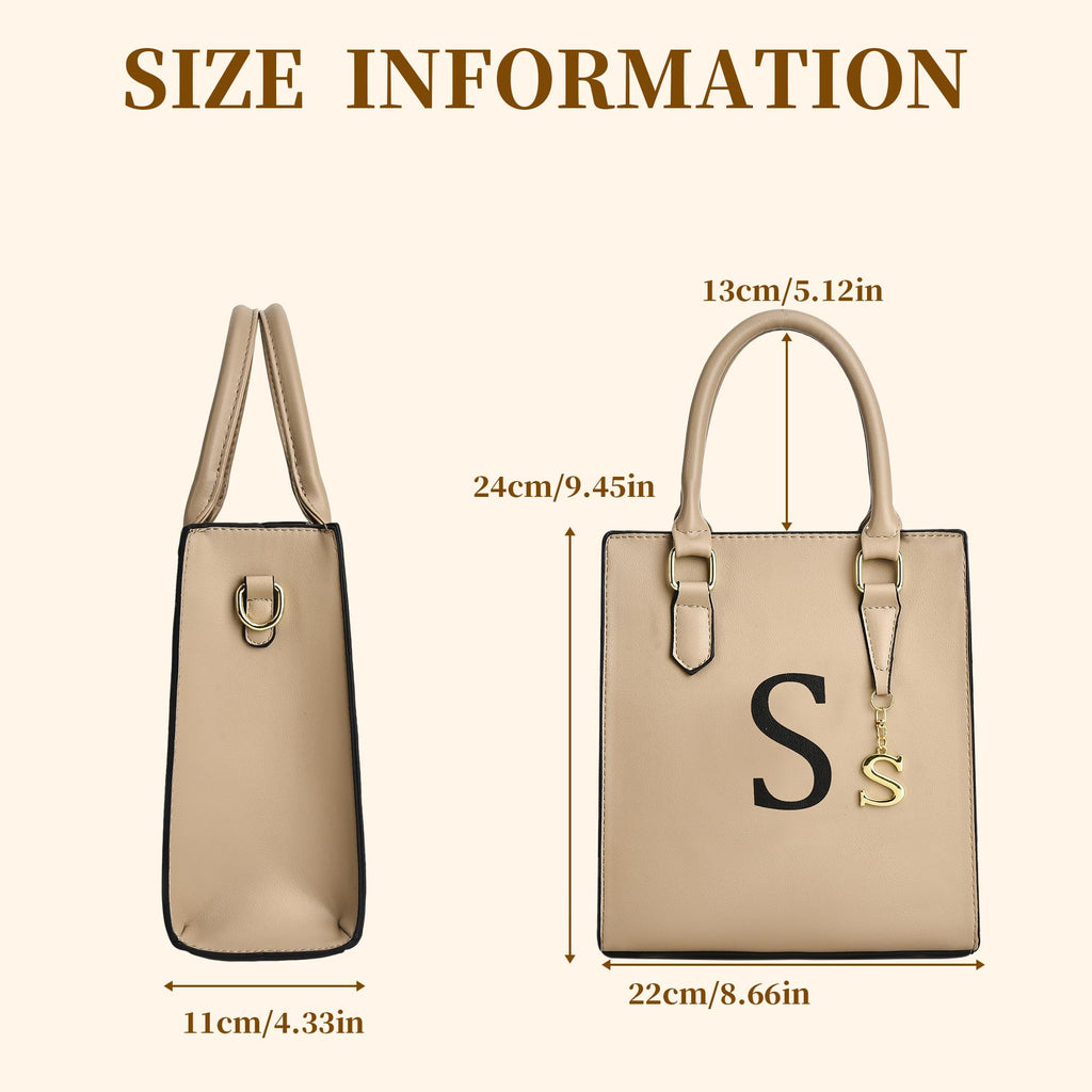 I IHAYNER Women Tote Bags Trendy Personalized Initial Shoulder Bag Top Handle Satchel Purse for Women Crossbody Hobo Handbags (Khaki-S)