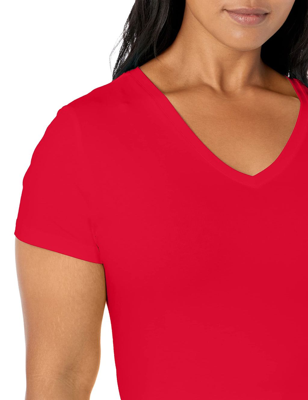 Nautica Women's Easy Comfort V-Neck Supersoft Stretch Cotton Solid T-Shirt Shirt, nautica Red, Medium
