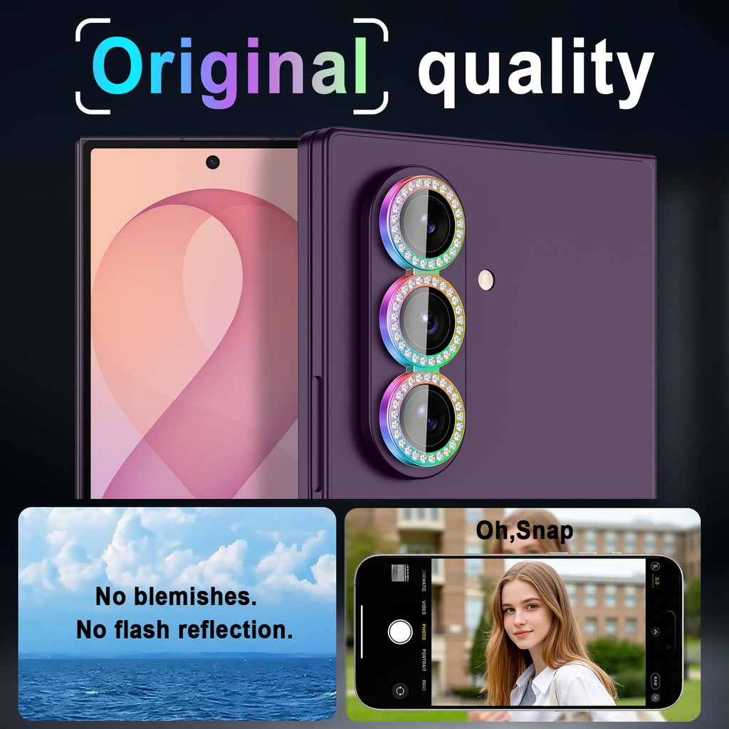 Casetego for Galaxy Z Fold 8 Ultra Camera Lens Protector,9H Hardness,Scratch Resistant,Ultra-thin Tempered Glass,Metal Individual Camera Cover for Samsung Galaxy Z Fold 8 Ultra,Case Friendly,Shiny Colorful