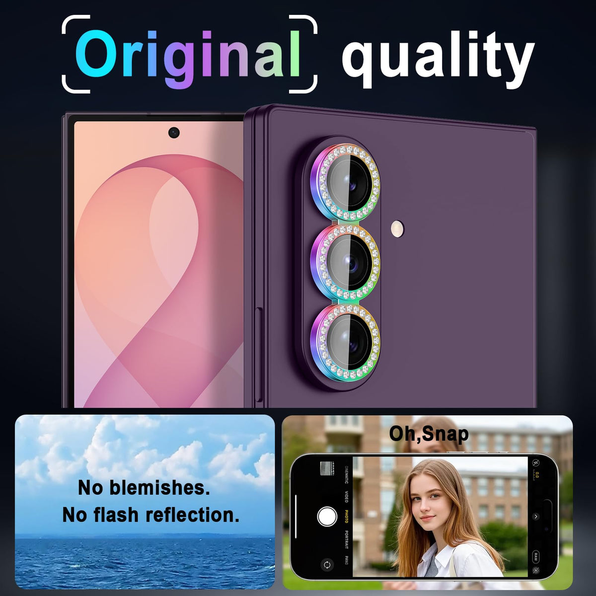 Casetego for Galaxy Z Fold 8 Ultra Camera Lens Protector,9H Hardness,Scratch Resistant,Ultra-thin Tempered Glass,Metal Individual Camera Cover for Samsung Galaxy Z Fold 8 Ultra,Case Friendly,Shiny Colorful