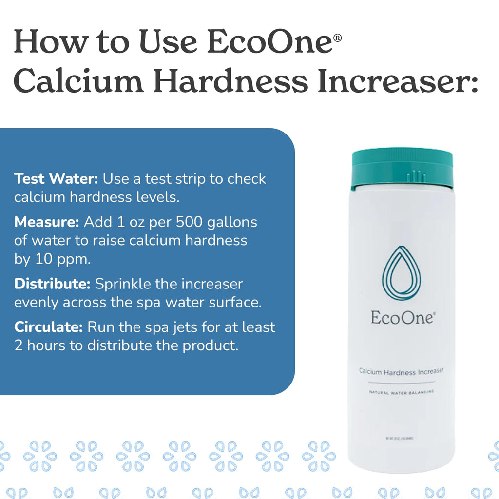 Calcium Hardness Increaser by EcoOne | Spa Total Hardness Increaser Made of Calcium Chloride | Helps Prevent Spa Corrosion, Etching & Staining | Chlorine-Free Hot Tub Hardness Increaser, 28 Oz