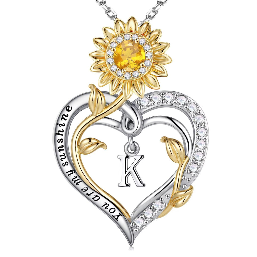Iefil Valentines Day Gifts for Her - Sunflower Gift for Women, Birthday Gifts for Wife, Sunflower Heart Necklaces, You Are My Sunshine Jewelry for Women