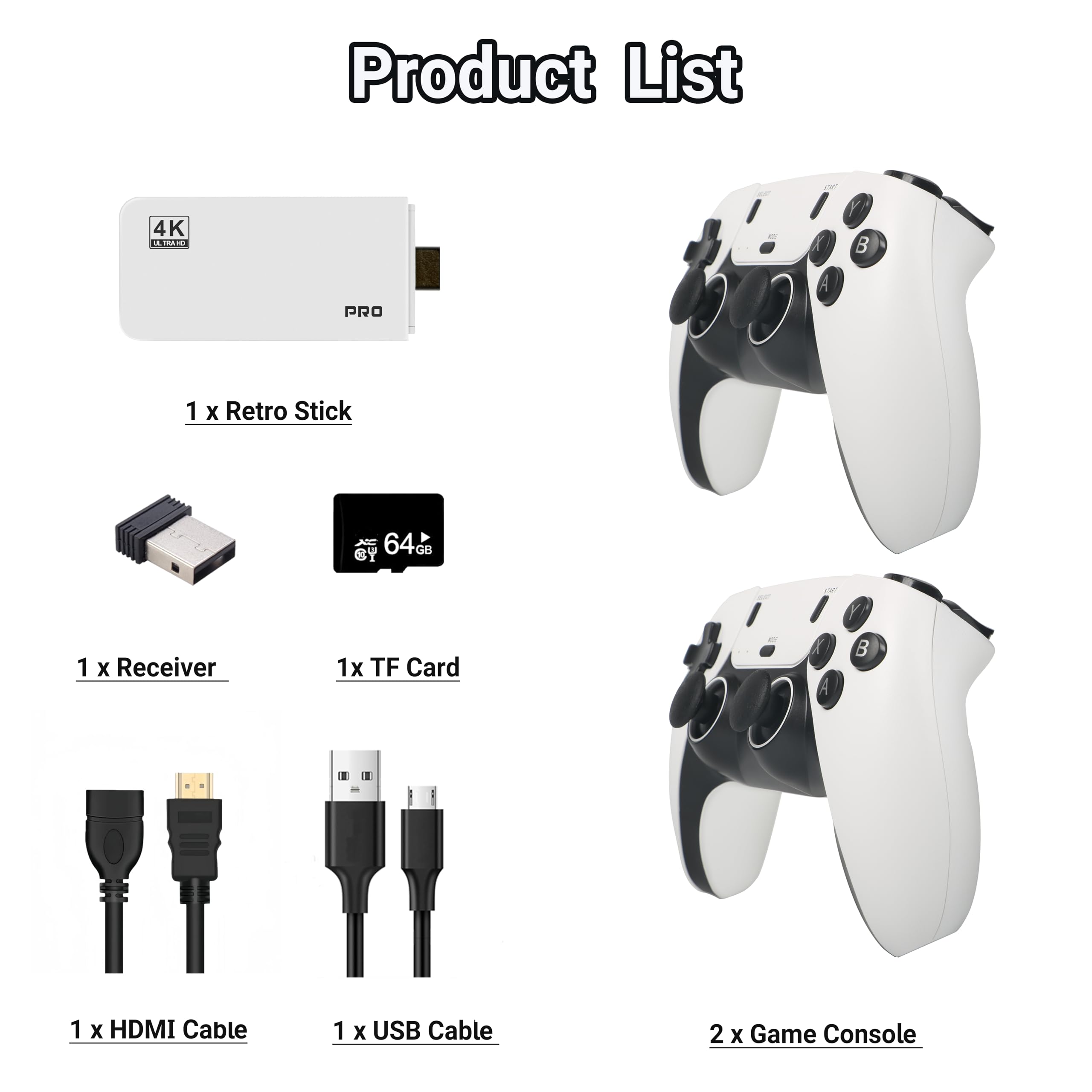 Retro Gaming Console 39,000+ Games, Plug and Play Video Game Console Built-in 28 Classic Emulators, 4K High Definition HDMI Output for TV with Dual Controllers