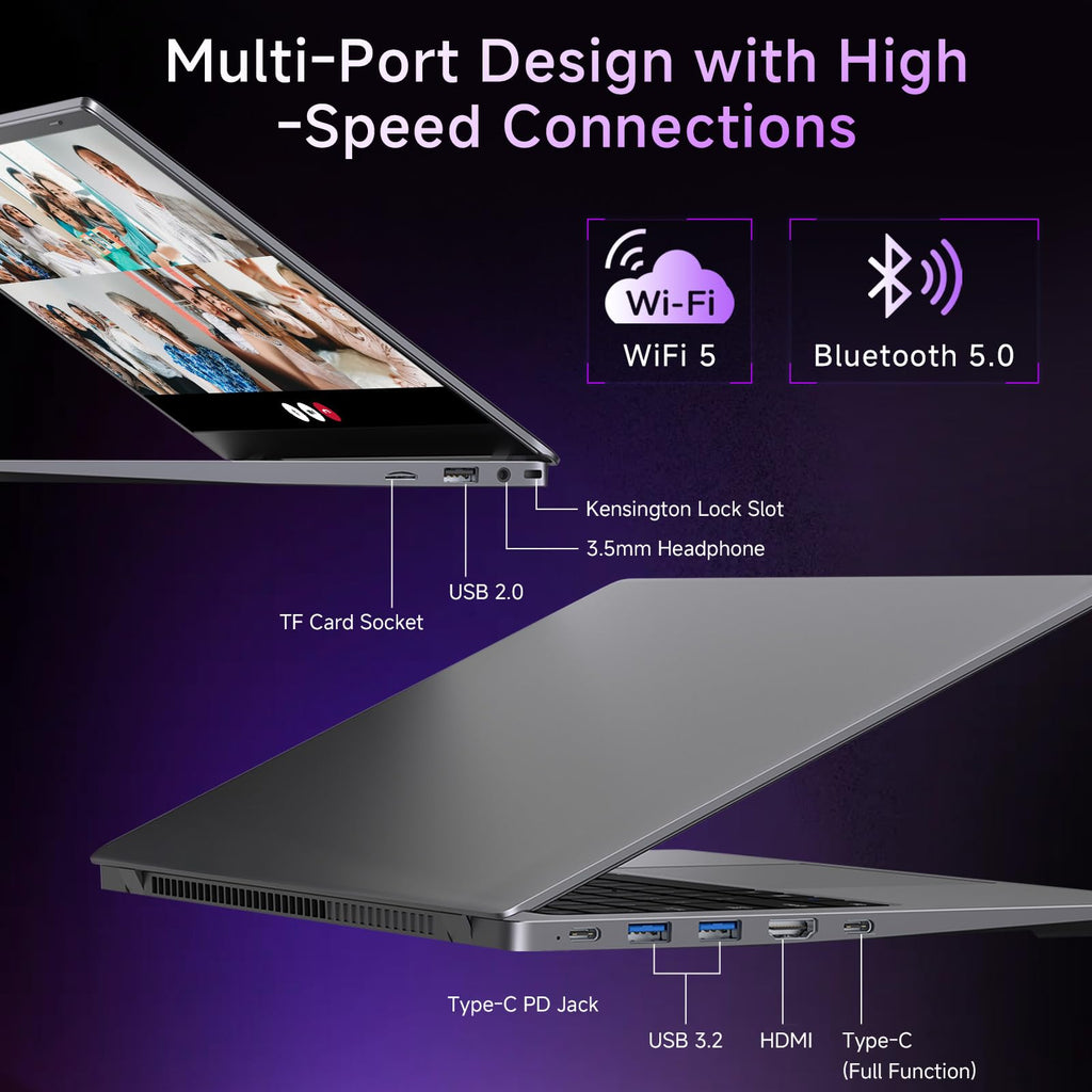 MAXVELTH Laptop 32GB RAM 1TB SSD, Gold Pentium Processor (Up to 3.4GHz), 14 Inch IPS FHD Display, 38WH, USB3.2, Type-C, HDMI, WiFi 5, Win11 Laptop, Notebook Laptops for Business and Students