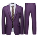 WULFUL Men's 2 Piece Slim Fit Suit Set One Button Blazer Jacket Pants Tuxedo Set for Party, Wedding and Business Purple