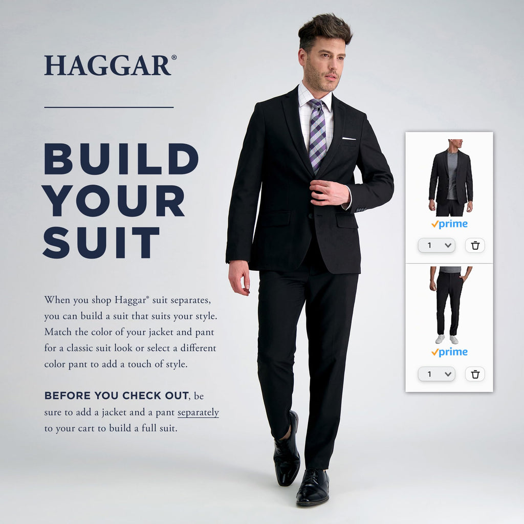 Haggar Men's Travel Performance Stria Tic Tailored Fit Suit Separate Coat Suit, Dark Heather Grey, 46L
