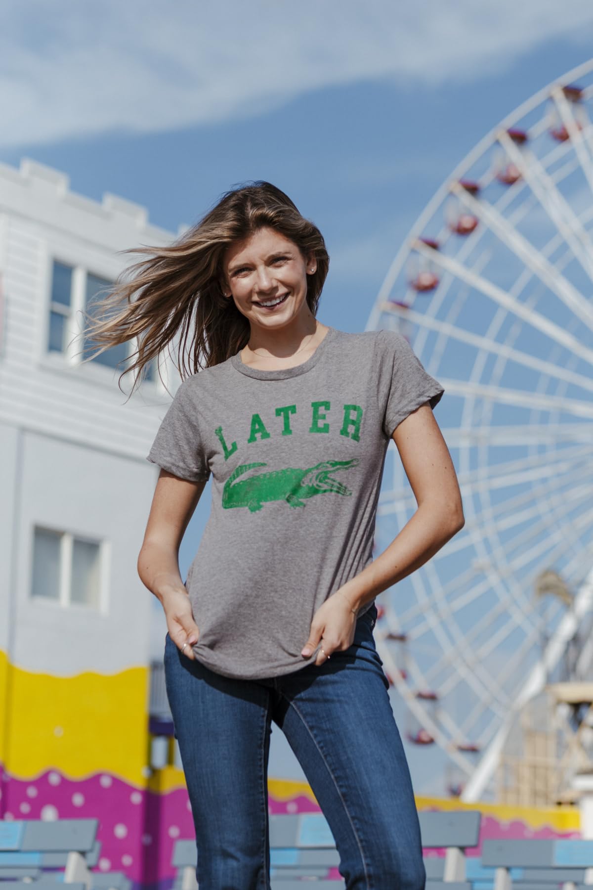 Womens Later Alligator T Shirt Funny Gator Joke Saying Tee for Ladies Funny T Shirts Sarcastic Tops for Women Cool Animal Top Women's Novelty Tees Dark Grey M