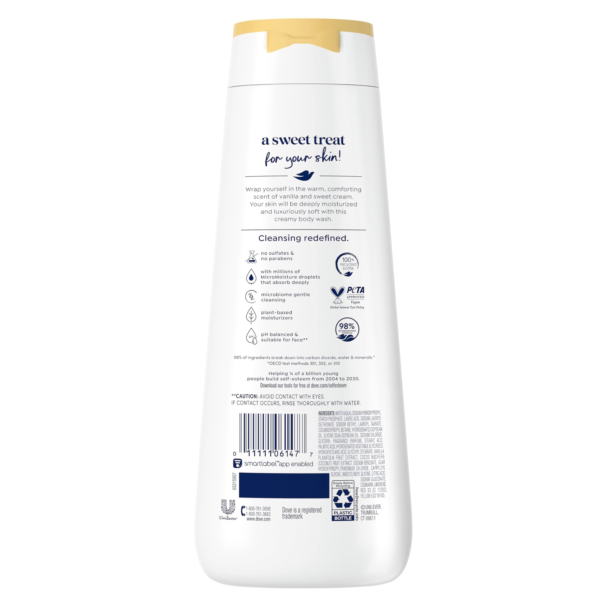 Dove Indulge Body Wash Warm Vanilla + Sweet Cream for Hydrated & Soft Skin 20 FO