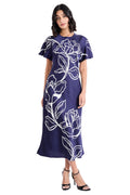 Maggy London - Women's Short Sleeve Round Neck Shift Dress - Elegant Midi Wedding Guest Dresses - 0