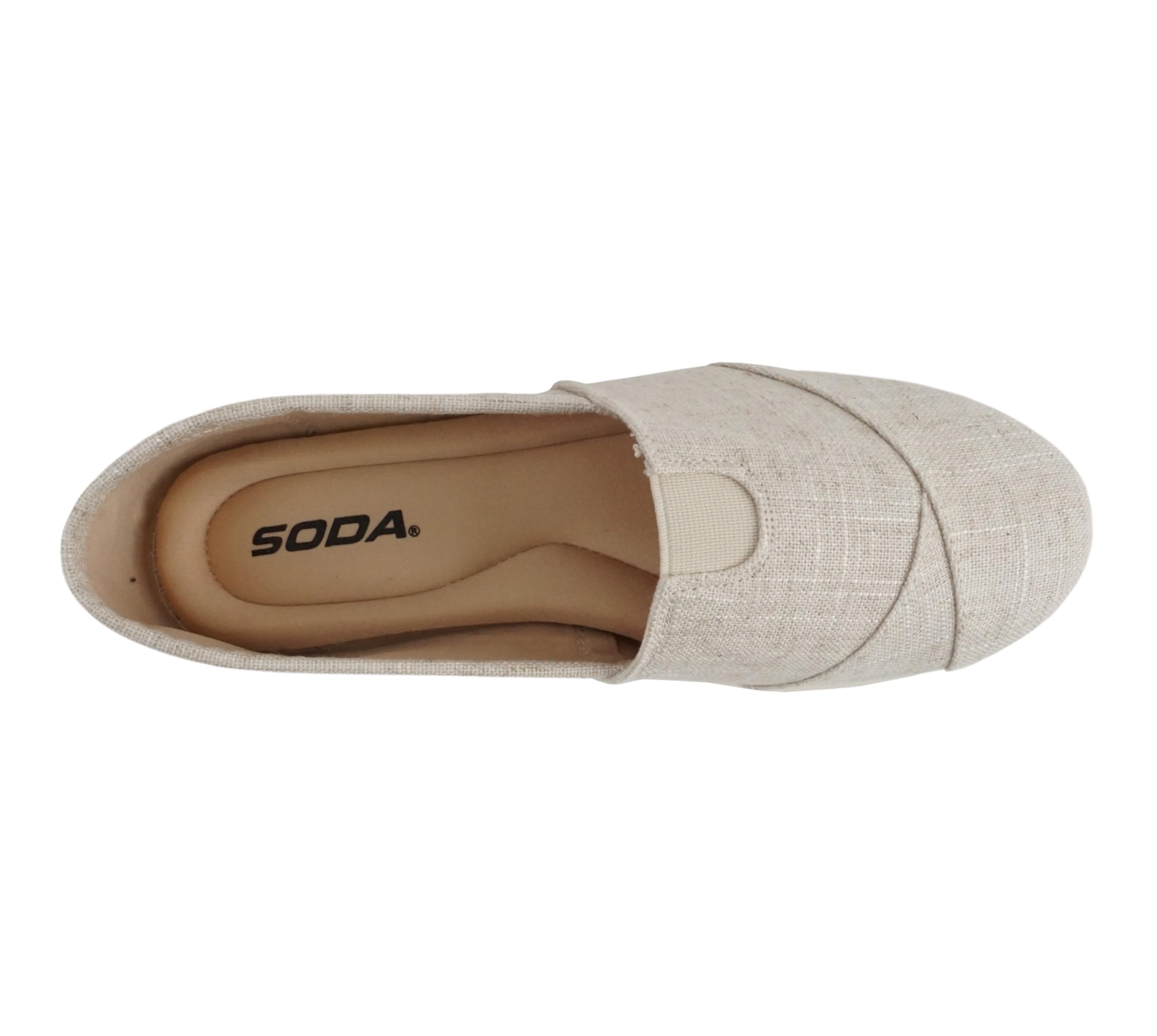Soda Shoes Women's Obji Round Toe Casual Flat with Padded Insole (Beige, 9)