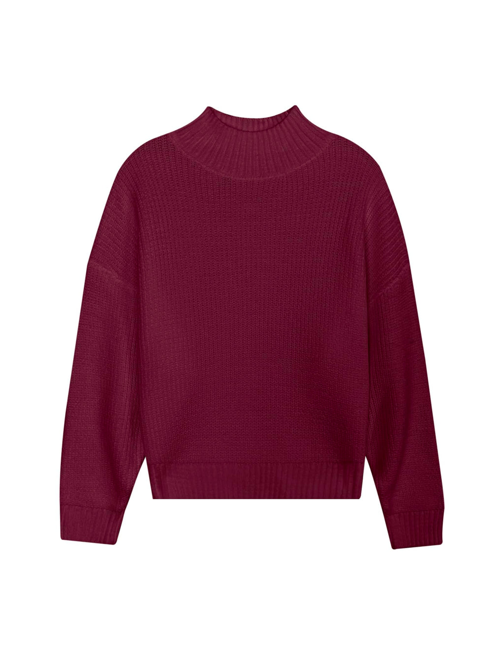 SunnyMelody Womens Cropped Turtleneck Sweater Fall Winter Spring 2025 Trendy Cute Mock Turtle Neck Cozy Soft Ribbed Knit Lightweight Long Sleeve Crop Knitted Pullover Sweaters Jumper Ancora Red S
