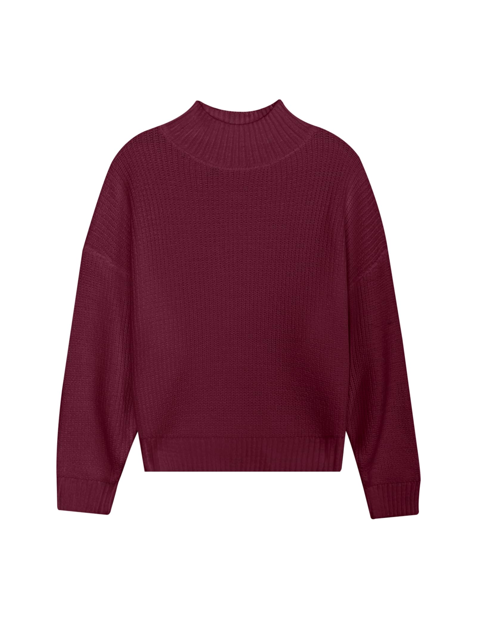 SunnyMelody Womens Cropped Turtleneck Sweater Fall Winter Spring 2025 Trendy Cute Mock Turtle Neck Cozy Soft Ribbed Knit Lightweight Long Sleeve Crop Knitted Pullover Sweaters Jumper Ancora Red S