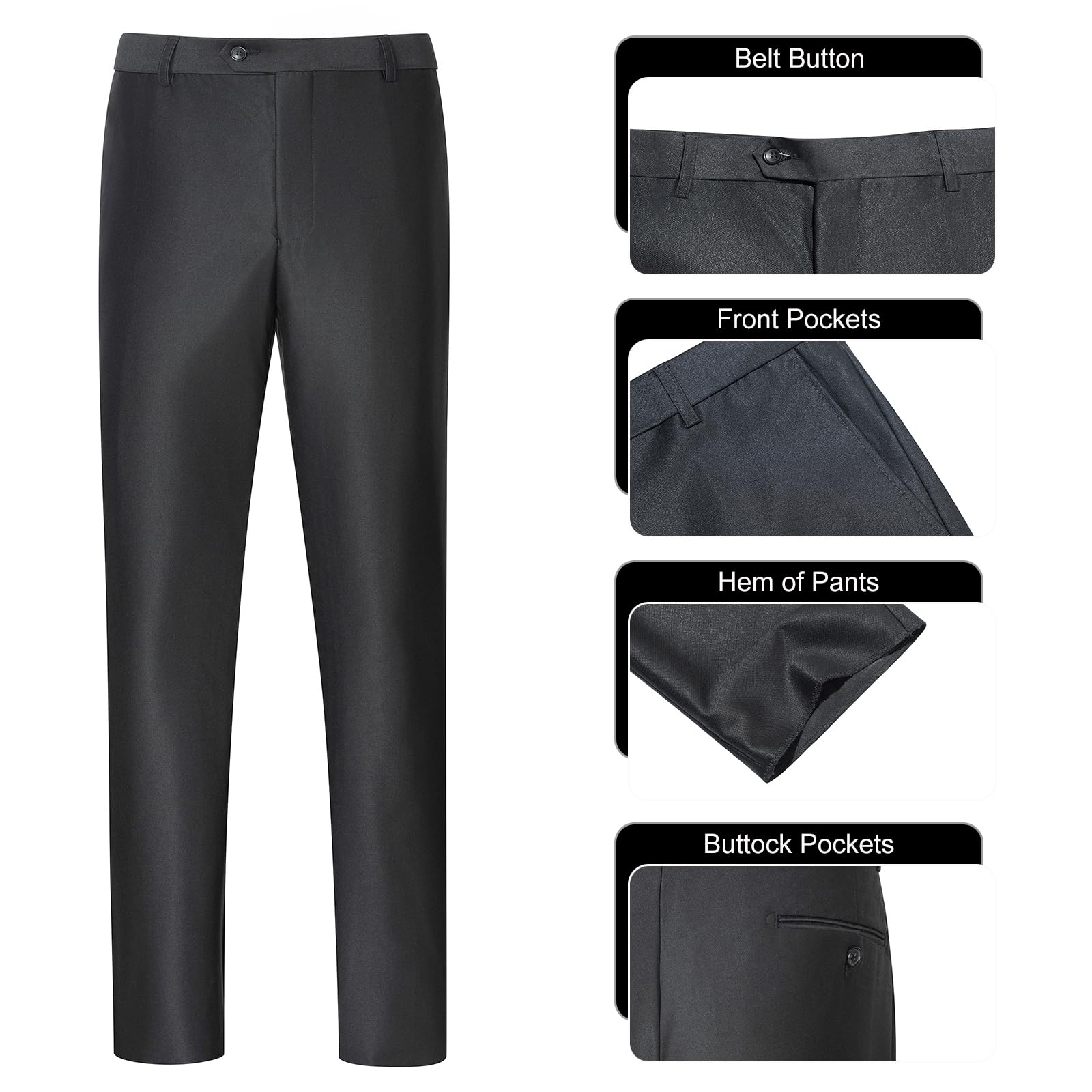 Men's Suit 3 Piece Slim Fit Suits for Men, One Button Solid Shawl Lapel Blazer Jacket Vest Pants Set for Party Wedding Black