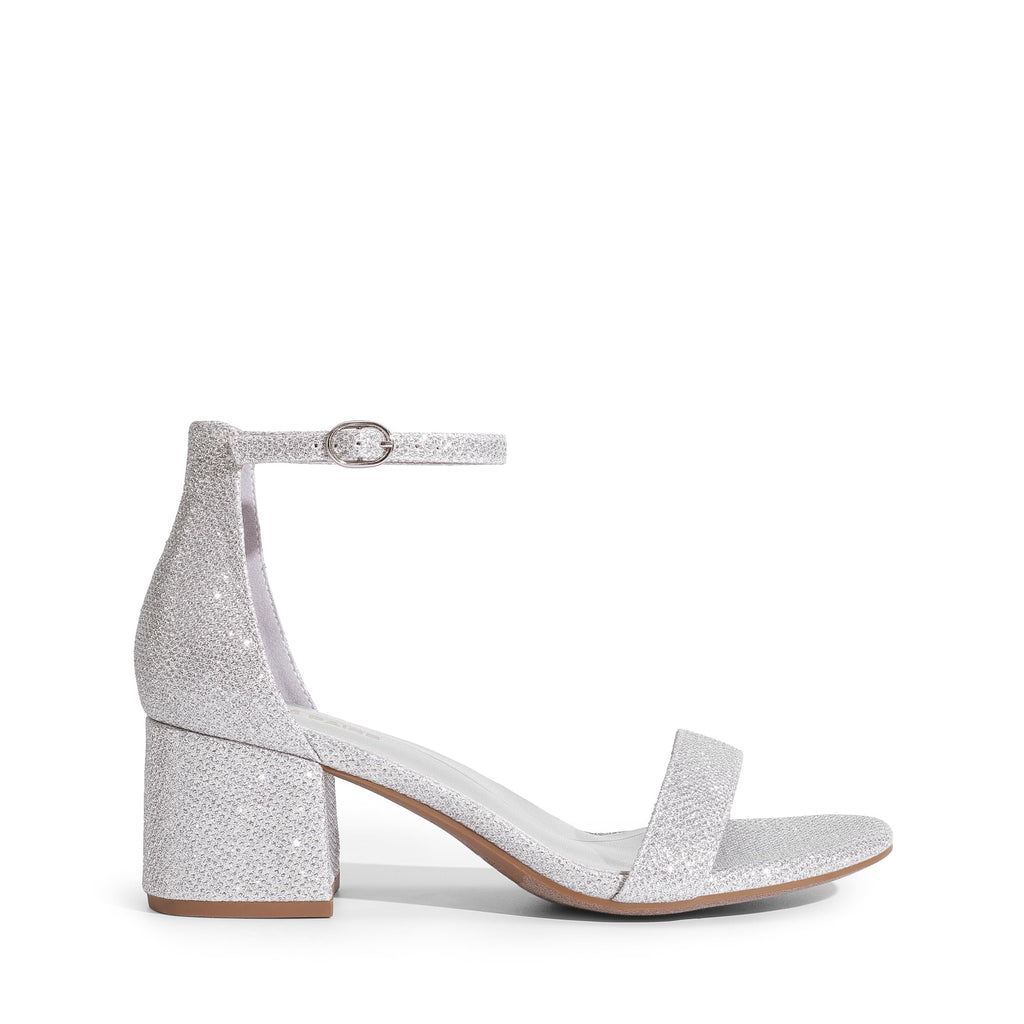 DREAM PAIRS Womens Low-Chunk Low Heel Pump Sandal,Size 8.5,Silver/Glitter,LOW-CHUNK
