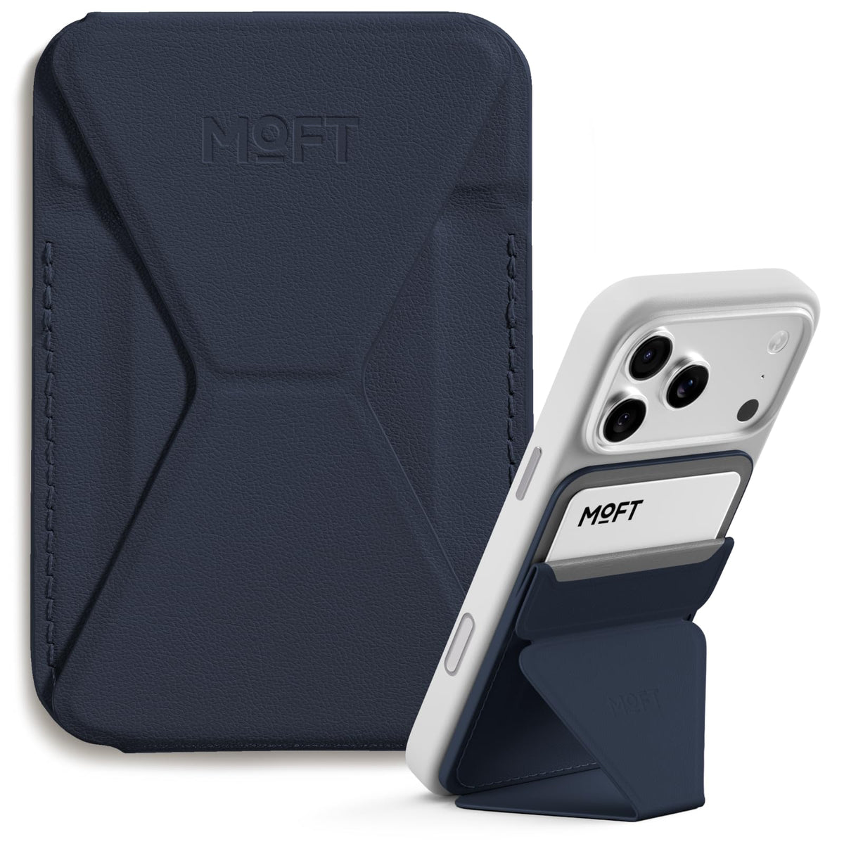 MOFT Magnetic Wallet Stand Compatible with iPhone 17/16/15/14/13/12 Series, Angle Adjustment & Magsafe Compatible MOVAS Phone Stand,Navy Blue