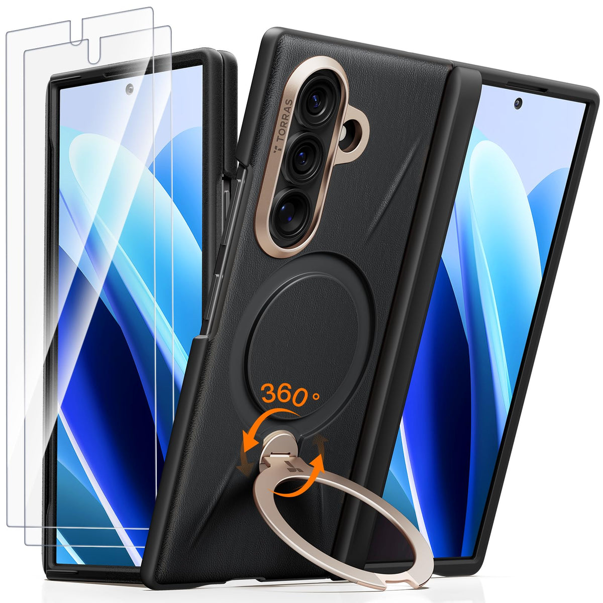 TORRAS Q3 VegSkin for Galaxy Z Fold 8 Ultra Case Leather, Magnetic Stand