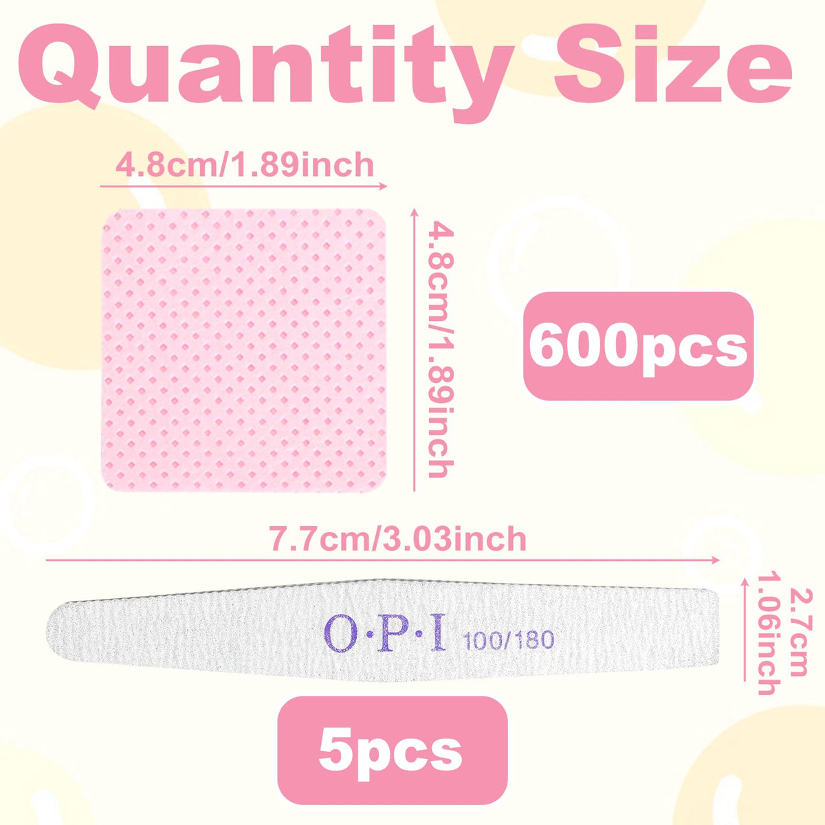 600 Pcs Lint Free Wipes for Nails, Nail Wipes Pads with 5 Pcs Nail Files, Nail Art Acrylic Gel Remover Wipes, Lint Free Polish Pads for Nail, Eyelash, Nail Art