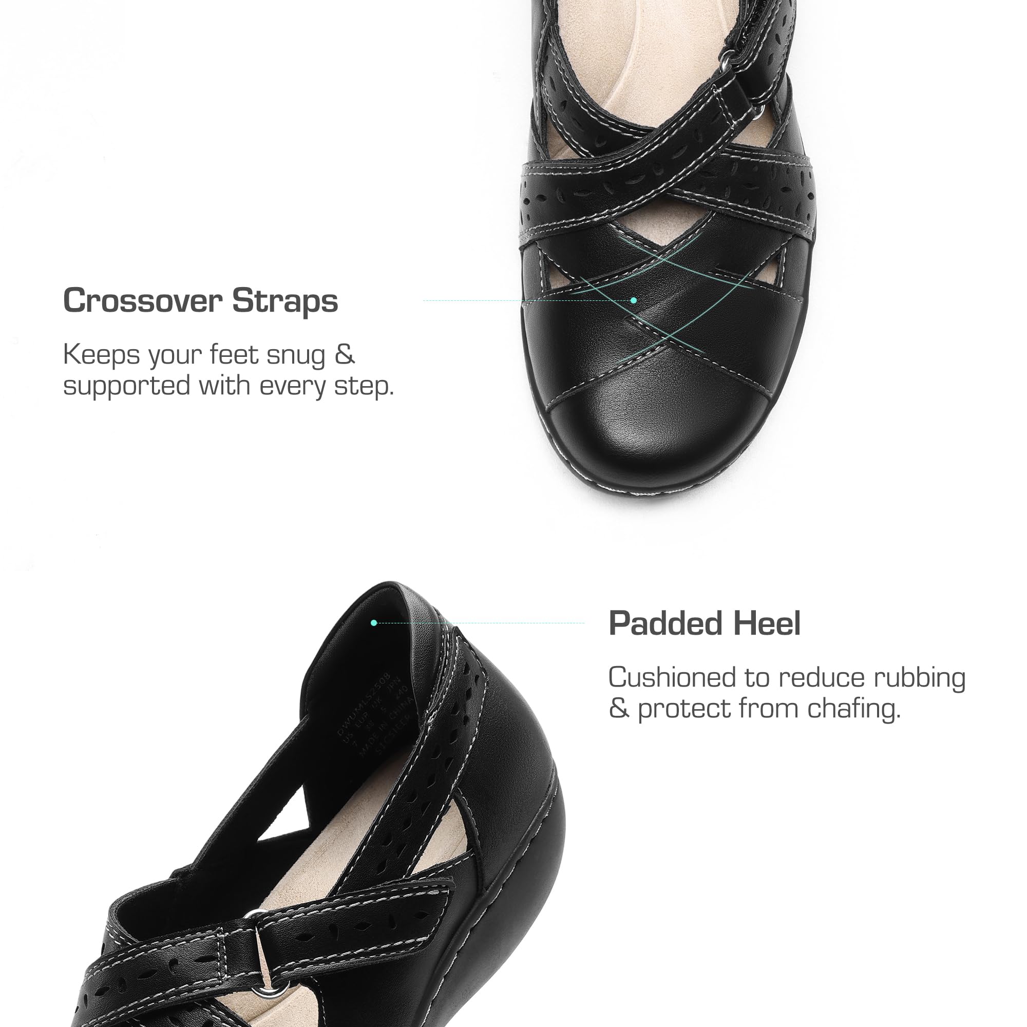 DREAM PAIRS Women's Loafers Slip On Comfortable Casual Orthopedic Walking Flats Work Shoes Closed Toe Sandals with Arch Support,Size 9.5,Black,DWUMLS2508