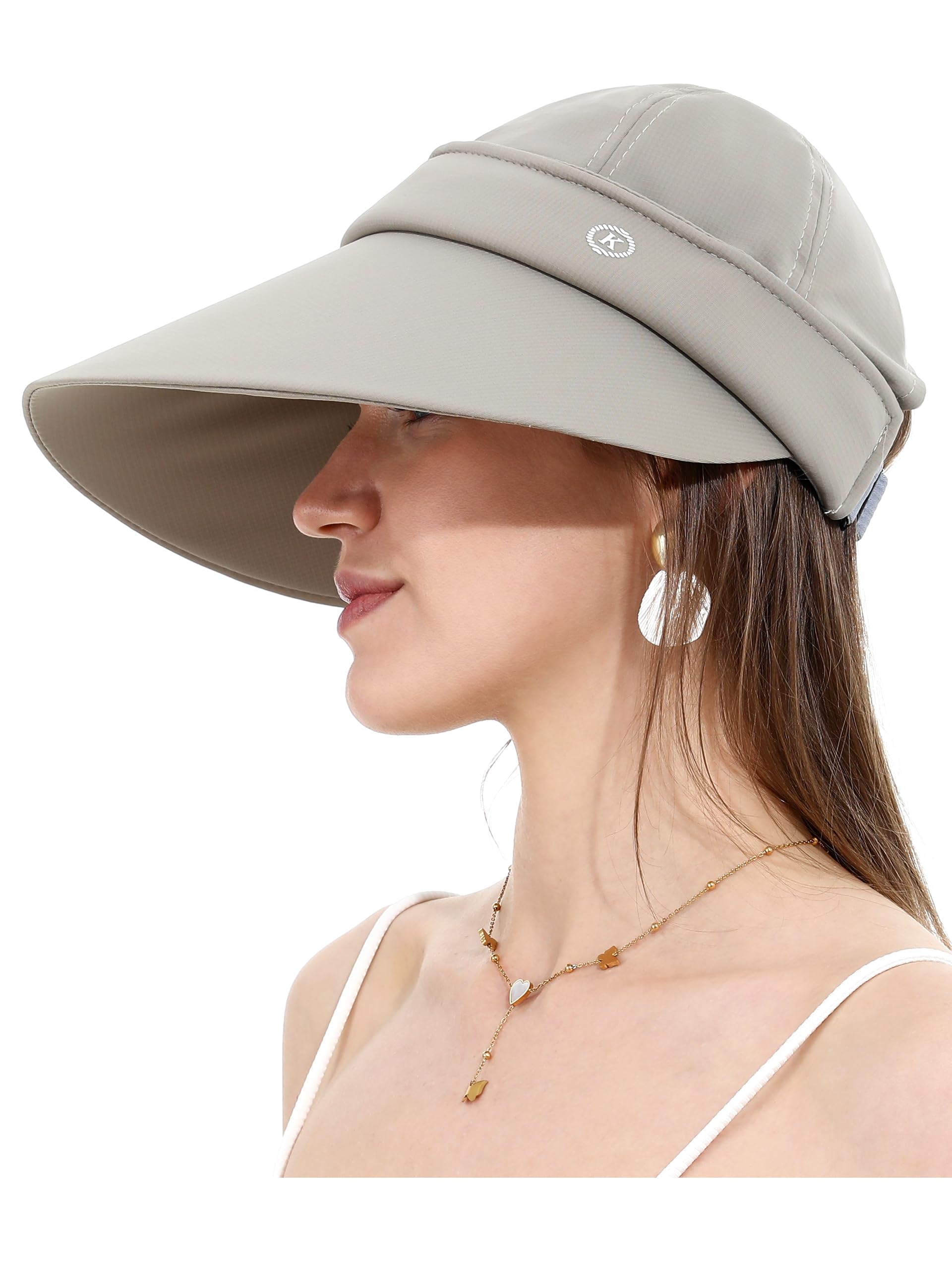 LA CARRIE Women Sun Hats Detachable Wide Brim UV Protection UPF 50+ Summer Beach Visor for Outdoor Sports(Khaki)