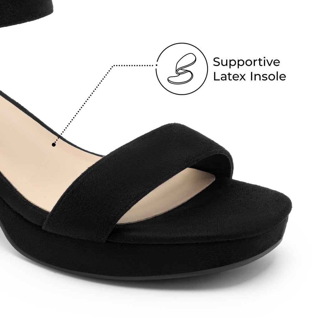 DREAM PAIRS Women's Platform Heels Block Chunky Open Toe Ankle Strap Heel Fashion Wedding Party Dress Sandals Shoes,Size 7,Black-Suede,DWUMHS2507