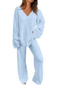 PRETTYGARDEN Lounge Sets for Women Two Piece Sweaters Pajama Set Fall Fashion 2026 Loungewear Outfits Matching Winter Clothes (Sky Blue,Medium)
