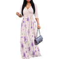 PinkPatty Plus Size Maxi Dress for Women Casual V Neck 3/4 Sleeve Boho Printed Long Dress with Pockets (Floral27 2XL)
