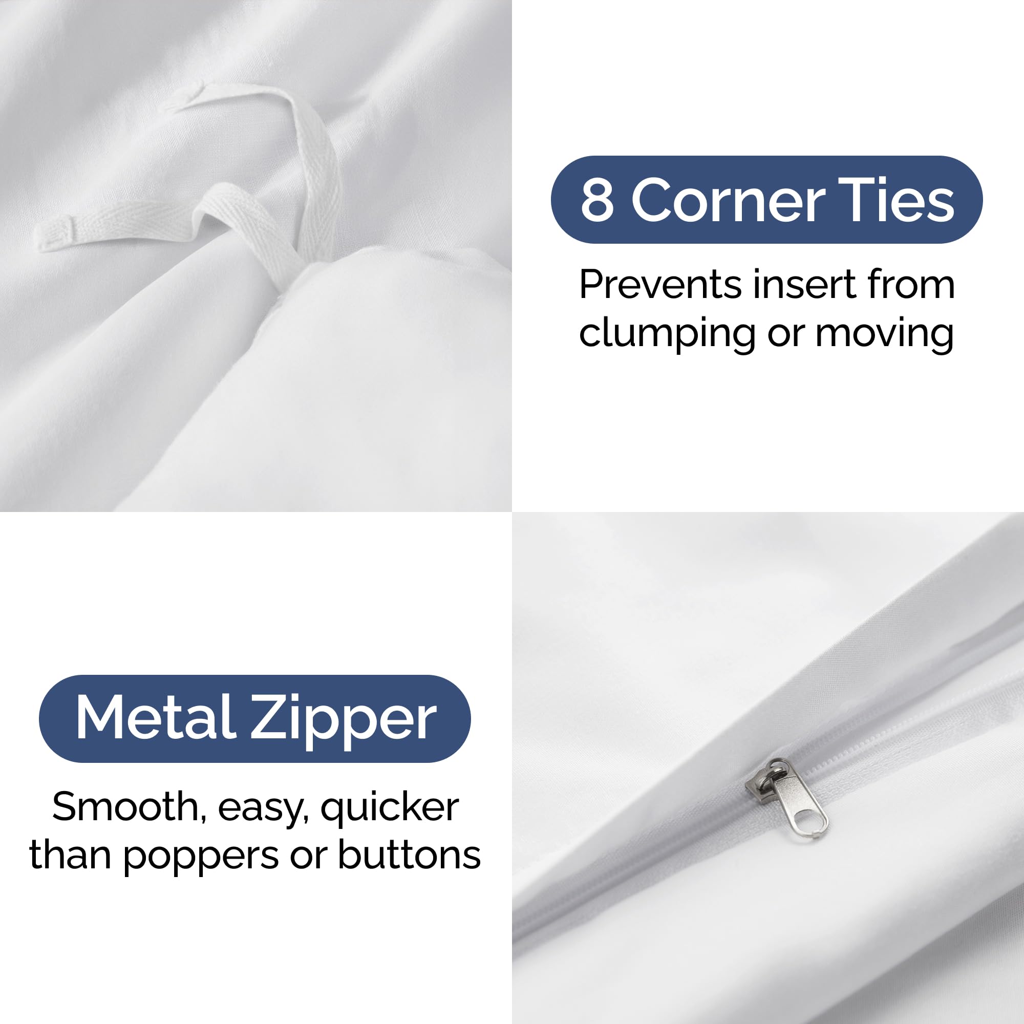 Duvet Cover King Size - Extra Soft King Size Duvet Cover - Lightweight, Breathable & Cozy - Easy Care & Fade Free with Zipper Closures & Ties - 104" x 90" Inches - (White) Comforter Not Included
